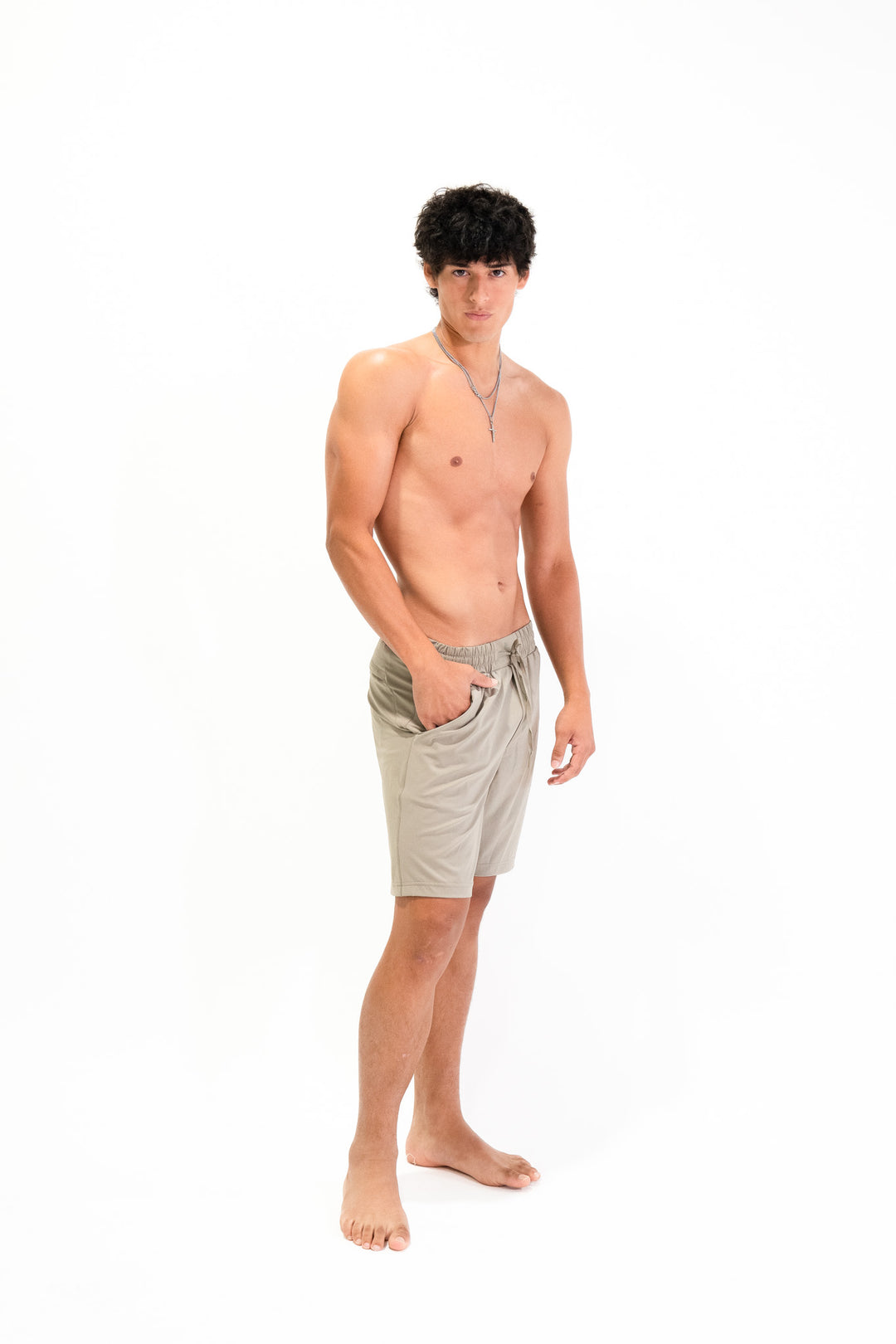 Fitness + Financial Gains™ SWIM: Khaki Drawstring Men's Shorts with Pockets