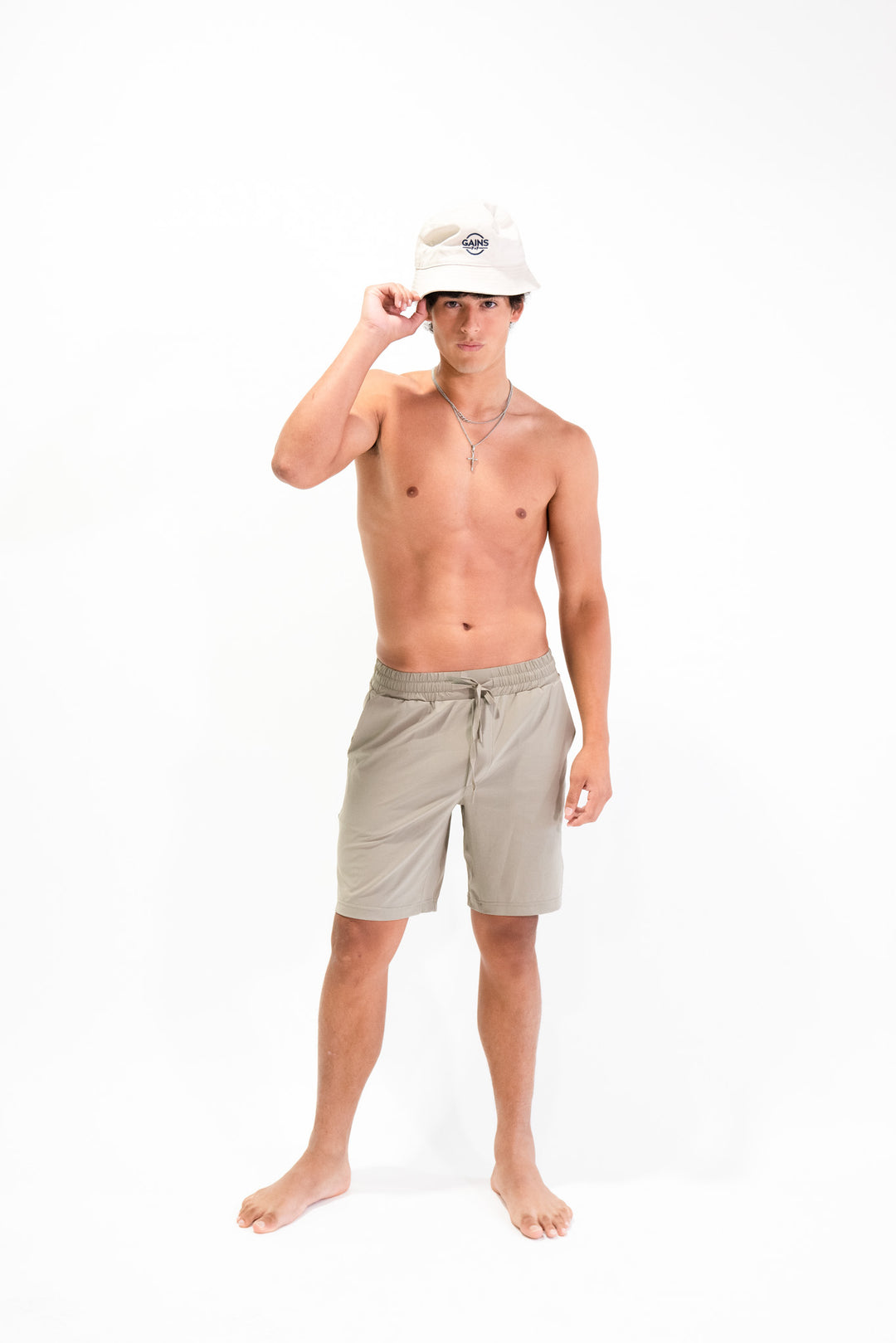 Fitness + Financial Gains™ SWIM: Khaki Drawstring Men's Shorts with Pockets