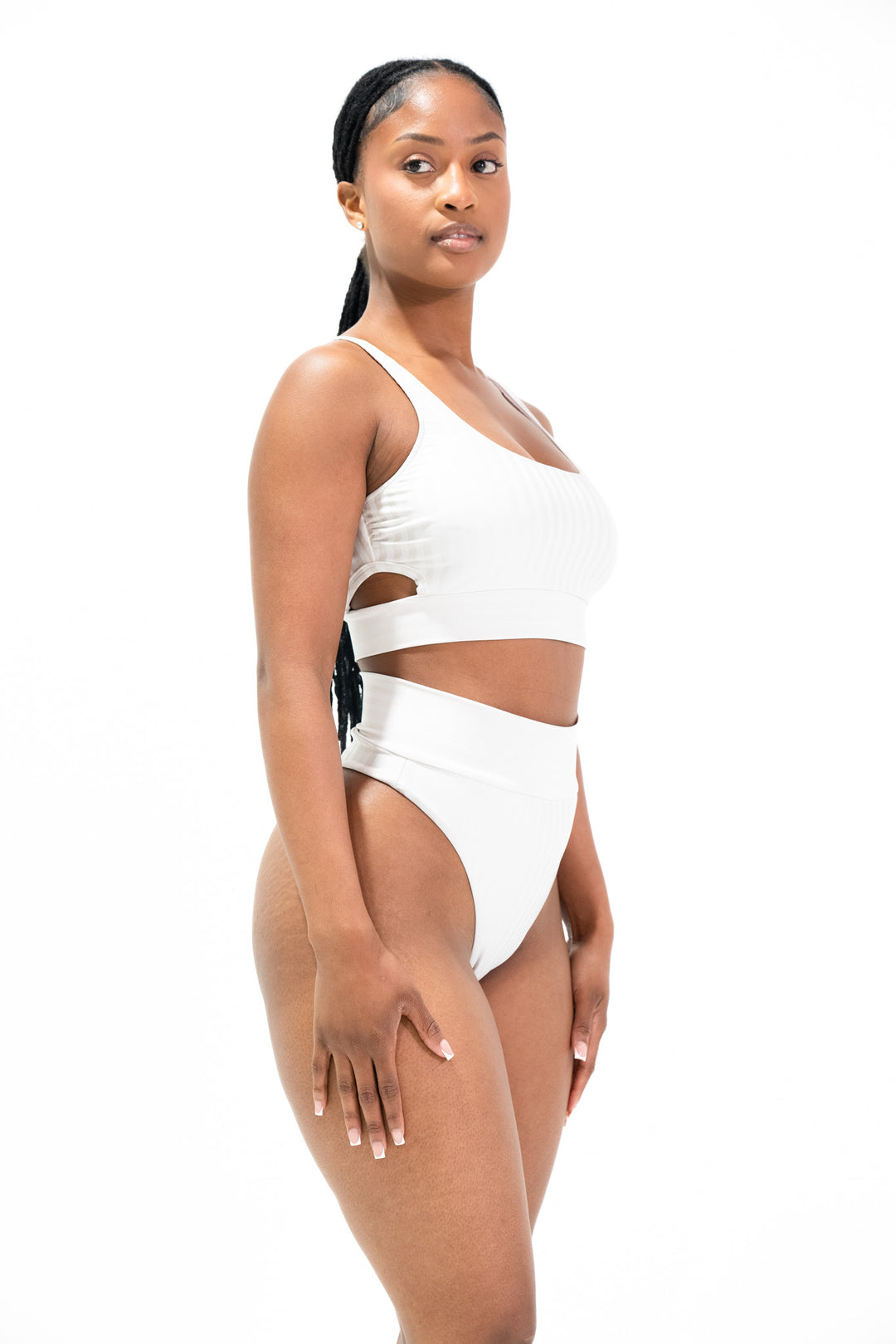 Fitness + Financial Gains™ SWIM: Cream High Waisted Two Piece