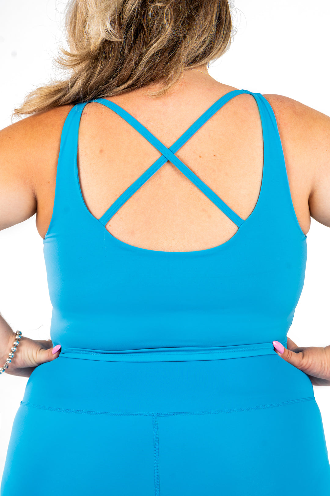 Fitness + Financial Gains™ Baybee Blue Built In Bra Top