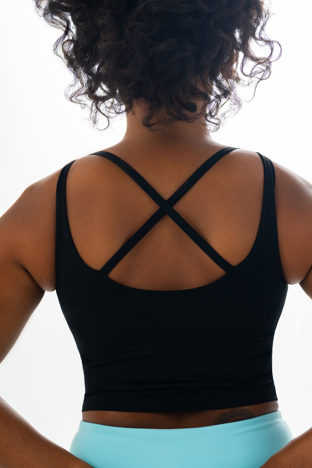 Fitness + Financial Gains™ All Black Built In Bra Top