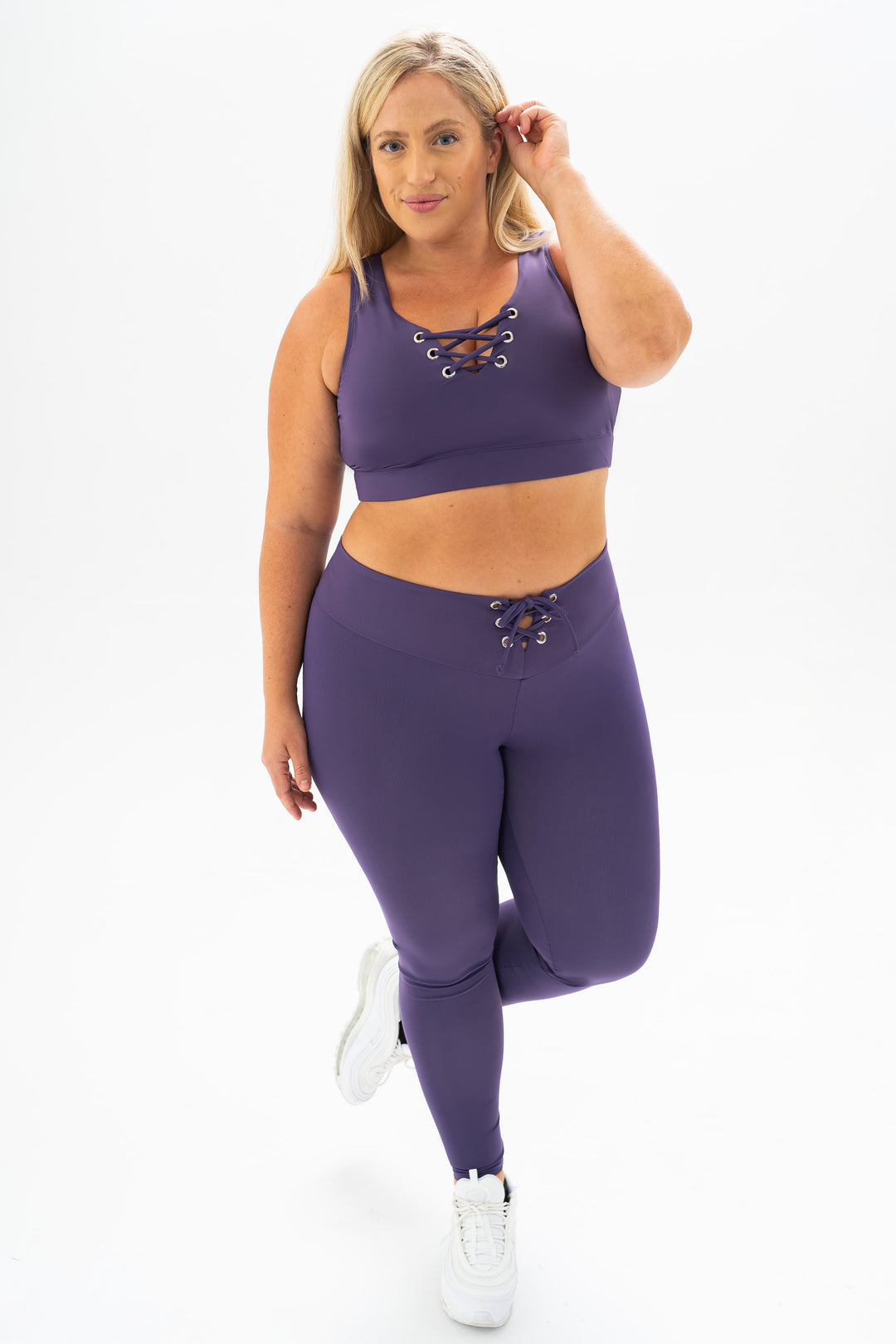 Fitness + Financial Gains™ Plum Grape Tie Up Legging Set