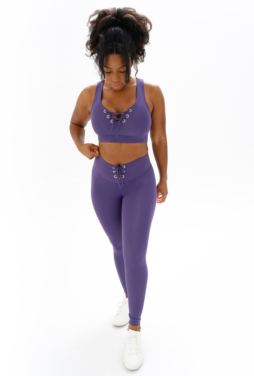 Fitness + Financial Gains™ Plum Grape Tie Up Legging Set