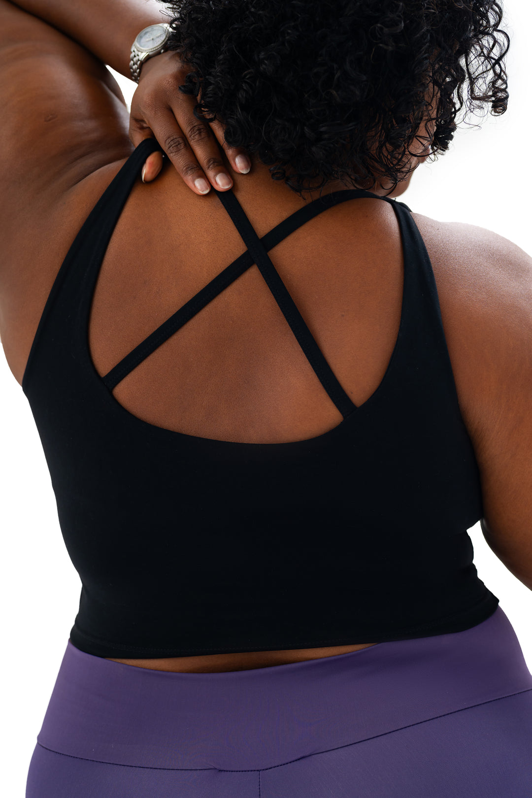 Fitness + Financial Gains™ All Black Built In Bra Top