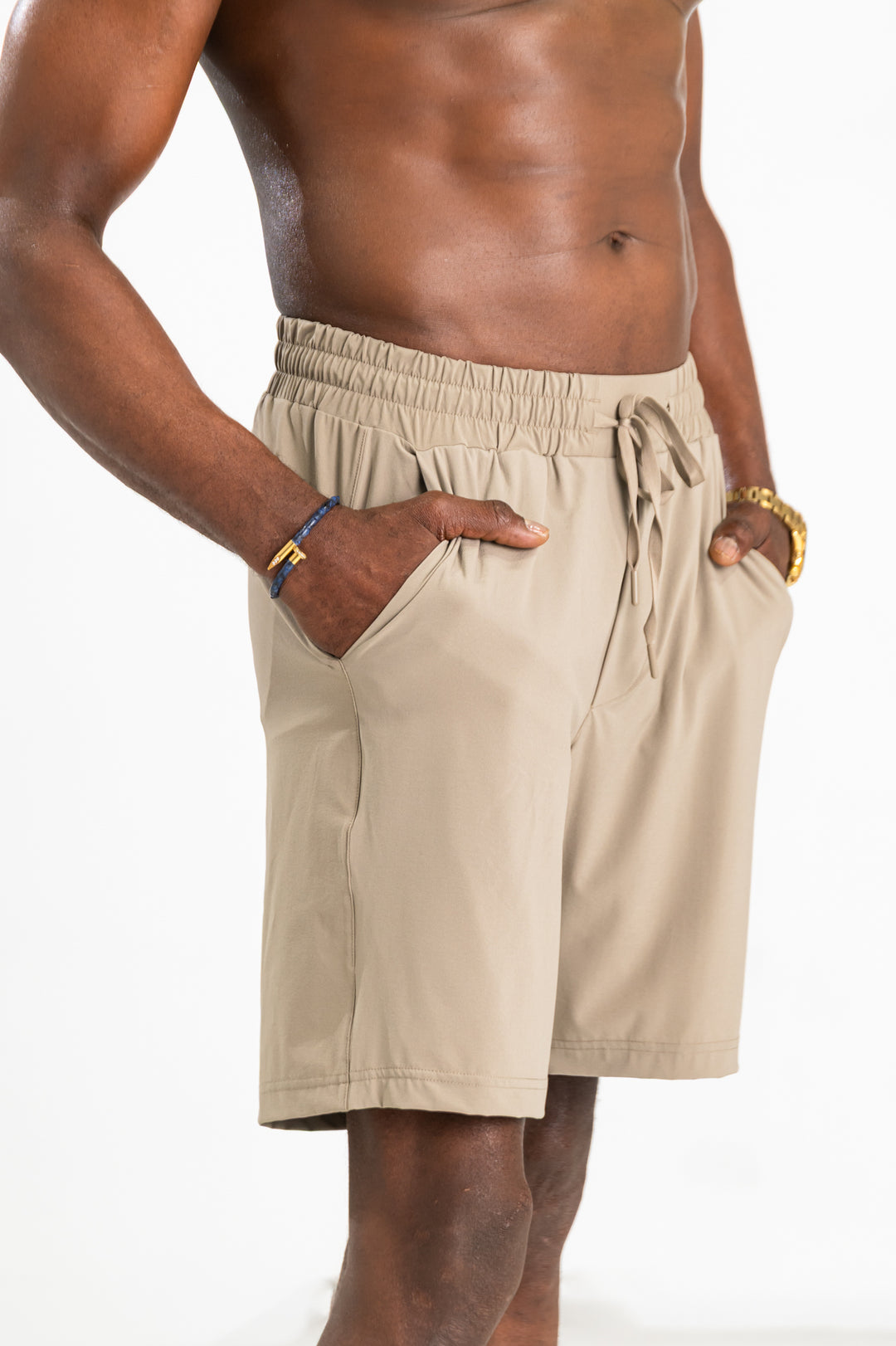Fitness + Financial Gains™ SWIM: Khaki Drawstring Men's Shorts with Pockets