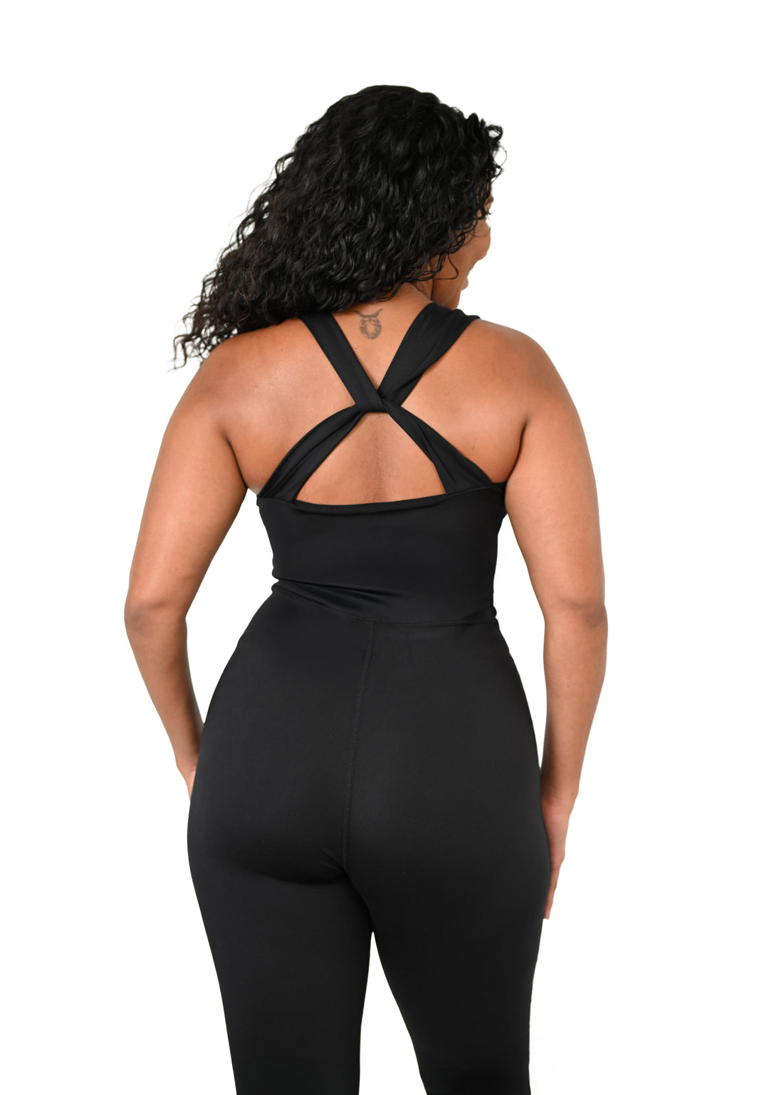 Fitness + Financial Gains™ Black Flared Bodysuit