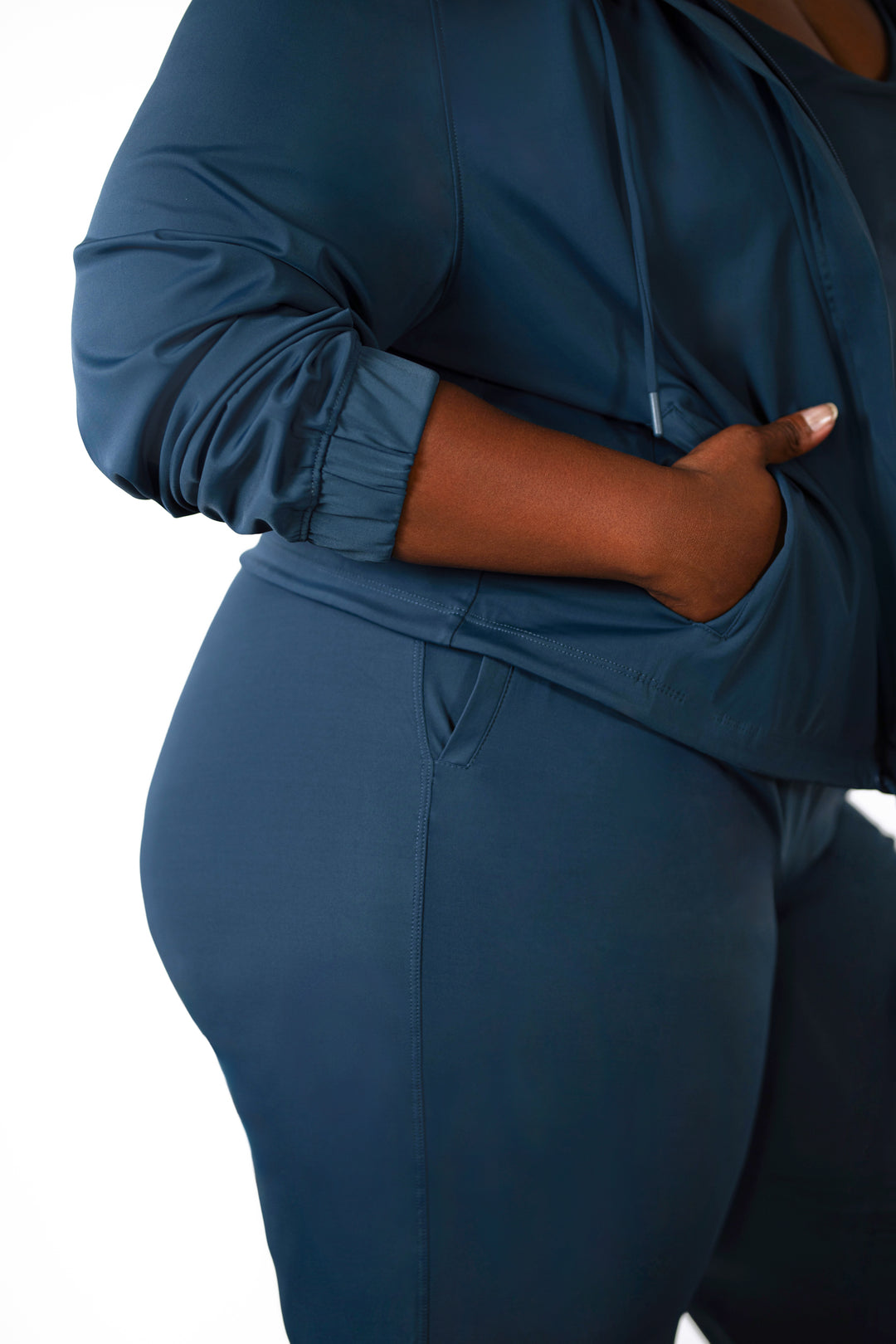 Fitness + Financial Gains™ CURVE: Navy Hoodie Zipper Jacket