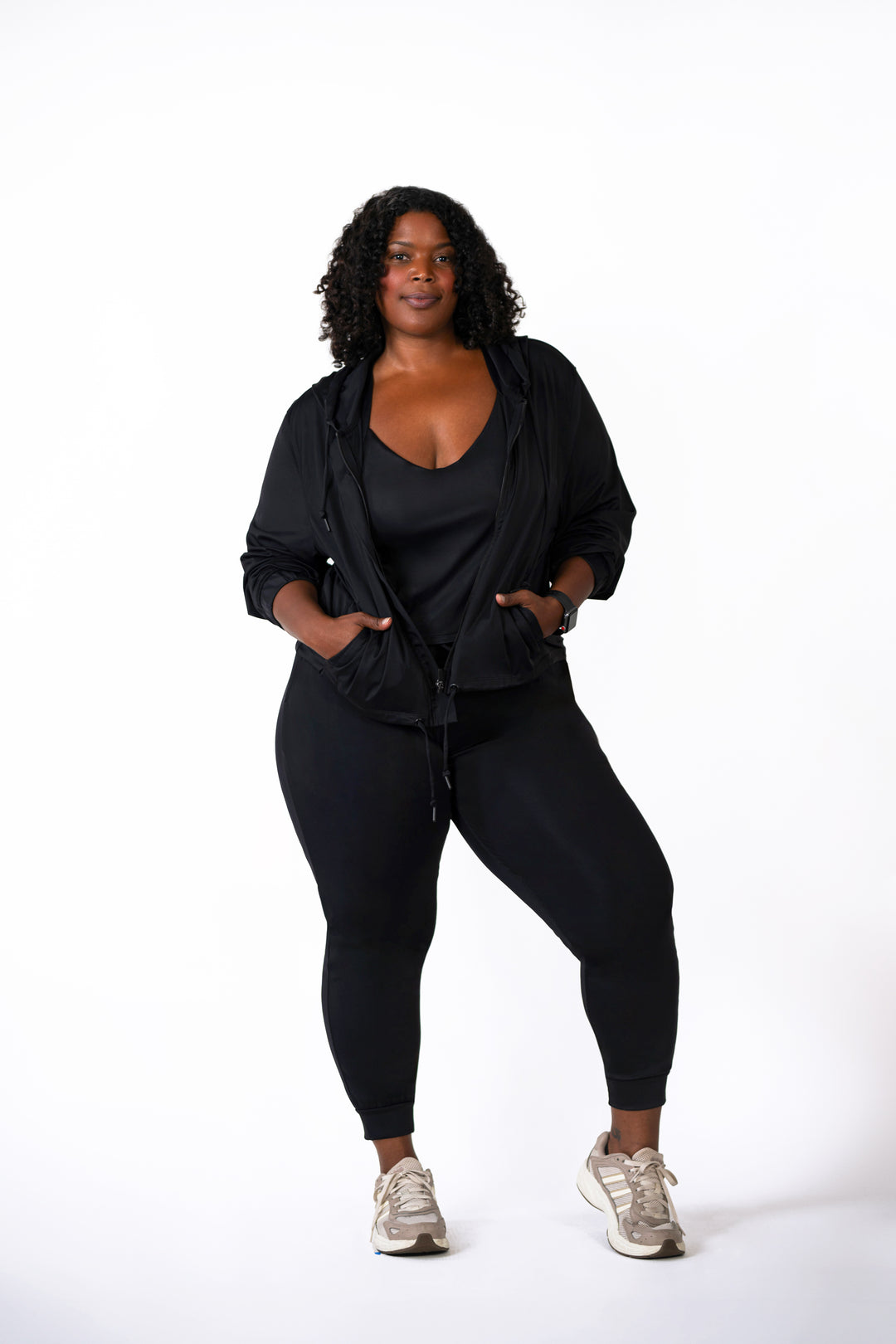 Fitness + Financial Gains™ CURVE: Black Hoodie Zipper Jacket