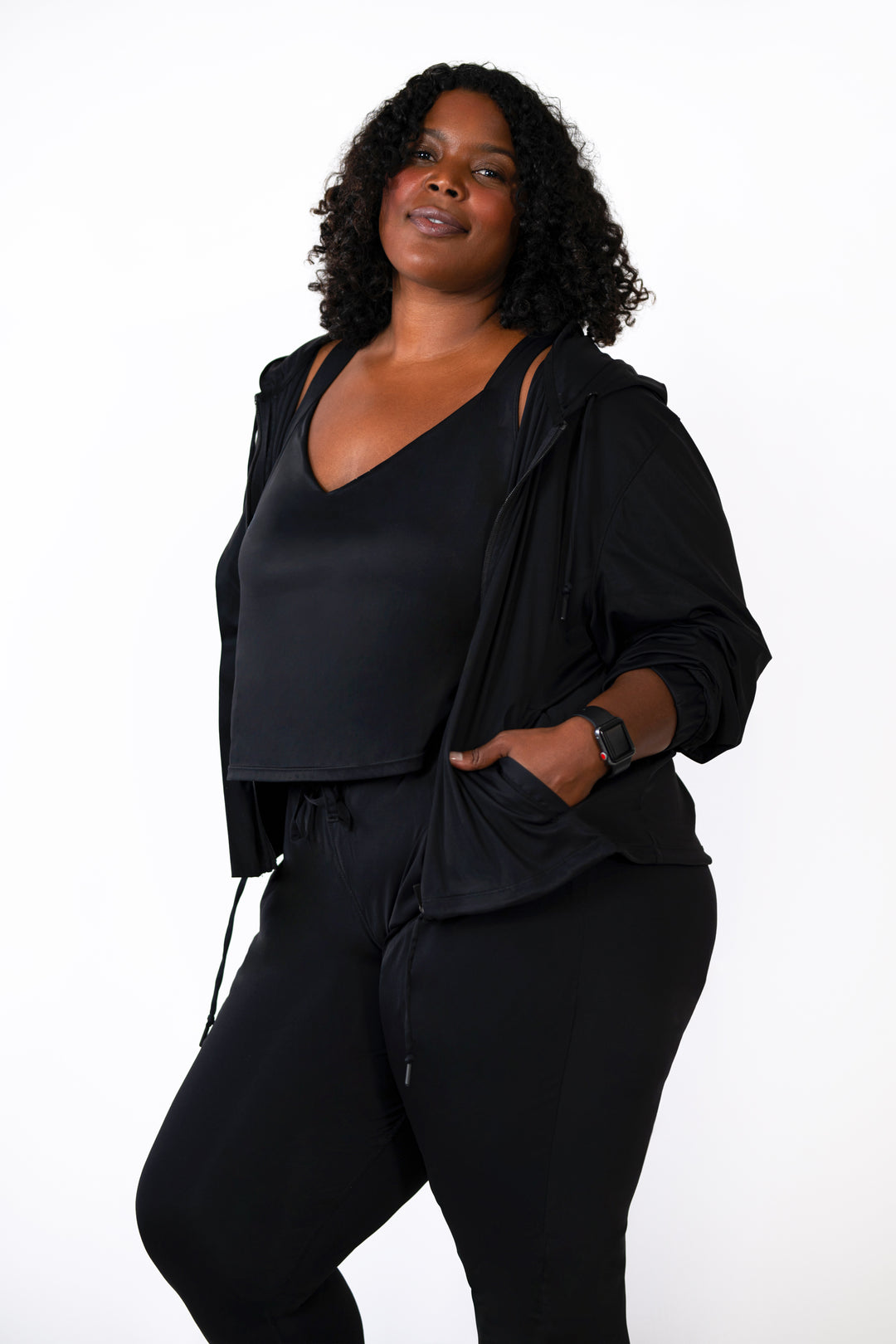 Fitness + Financial Gains™ CURVE: Black Hoodie Zipper Jacket