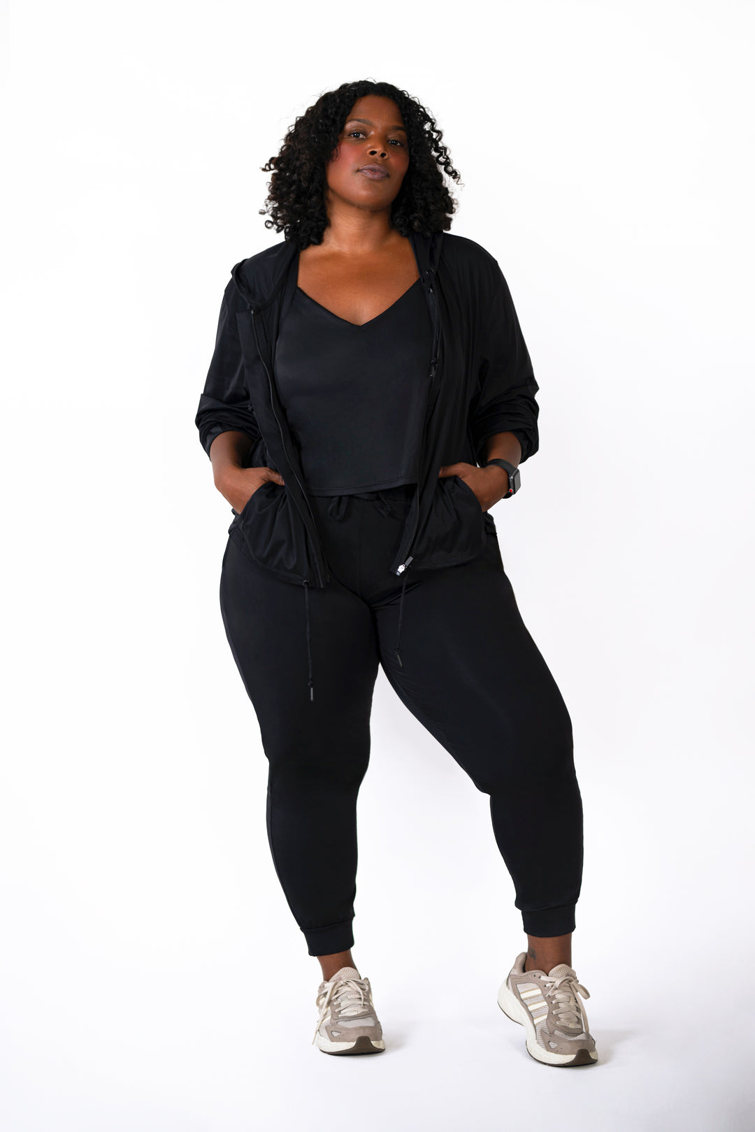 Fitness + Financial Gains™ CURVE: Black Hoodie Zipper Jacket