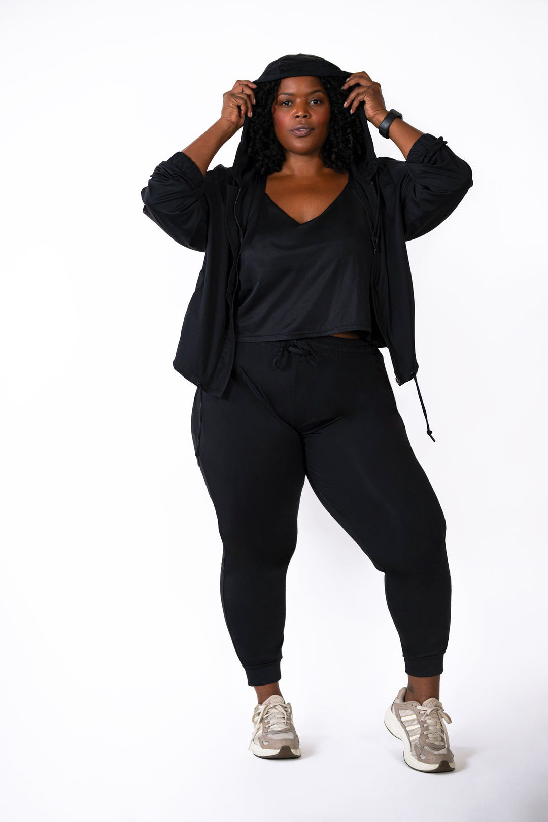 Fitness + Financial Gains™ CURVE: Black Hoodie Zipper Jacket