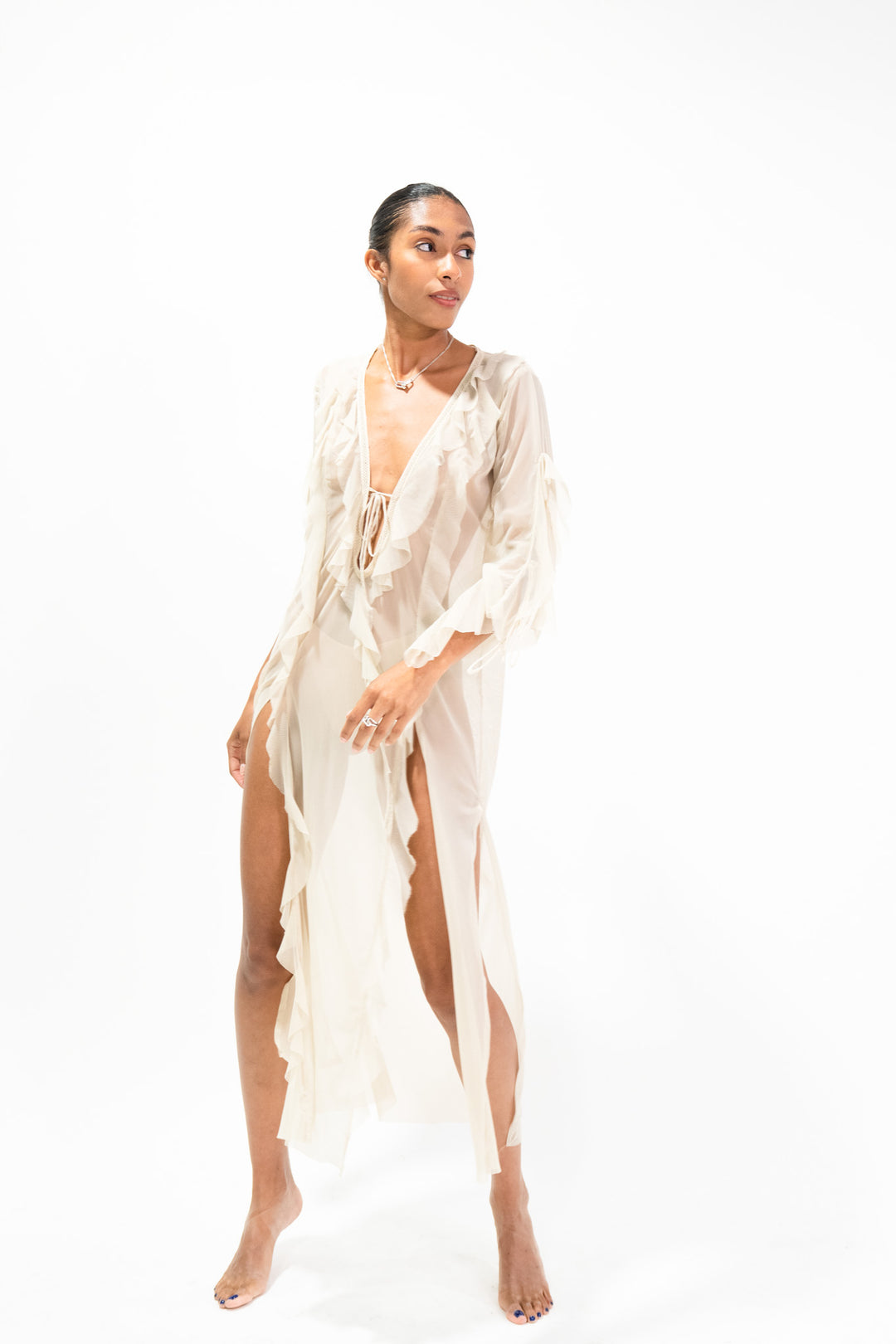 Fitness + Financial Gains™ SWIM: Nude Kaftan Dress - *PRE-0RDER*