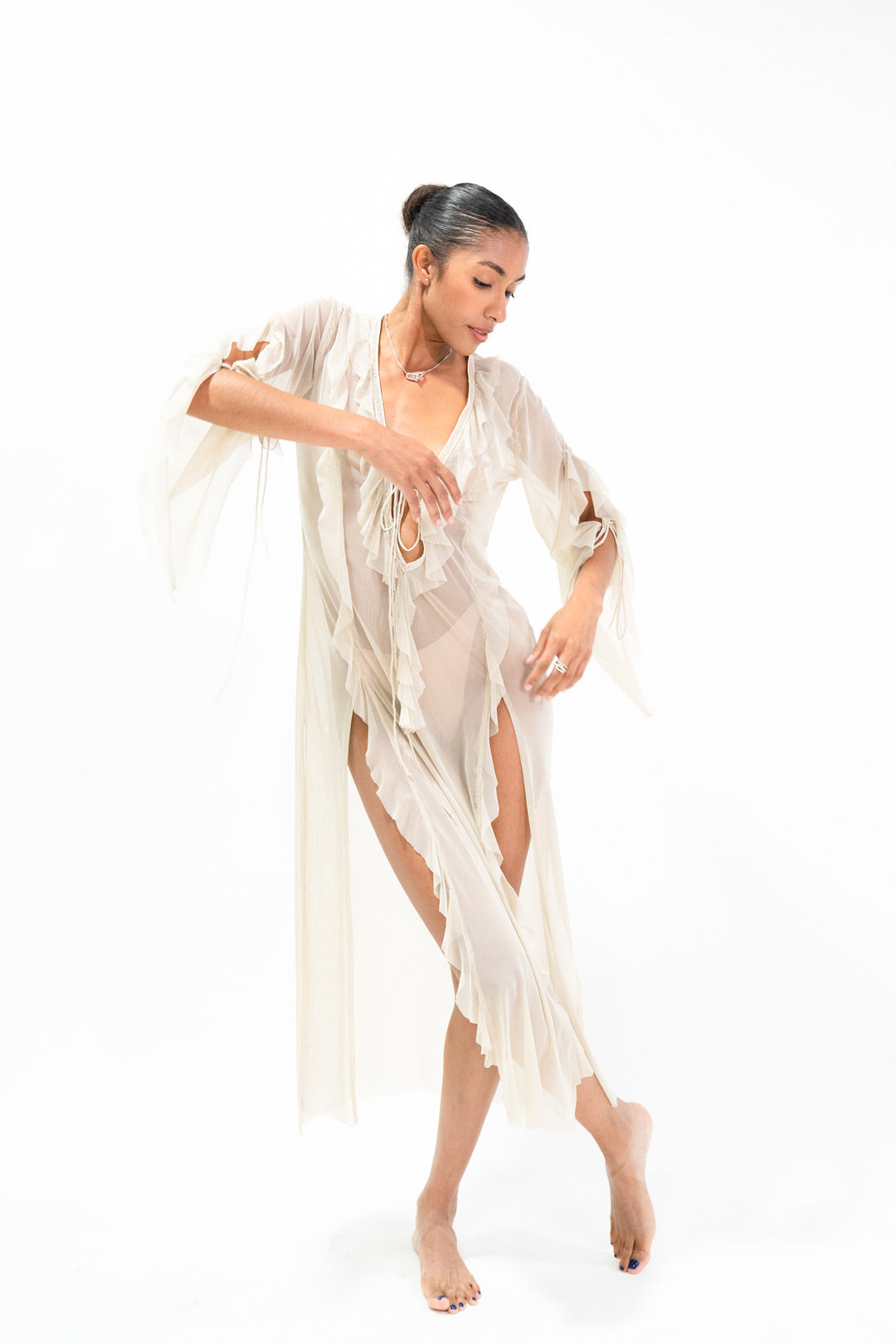Fitness + Financial Gains™ SWIM: Nude Kaftan Dress - *PRE-0RDER*