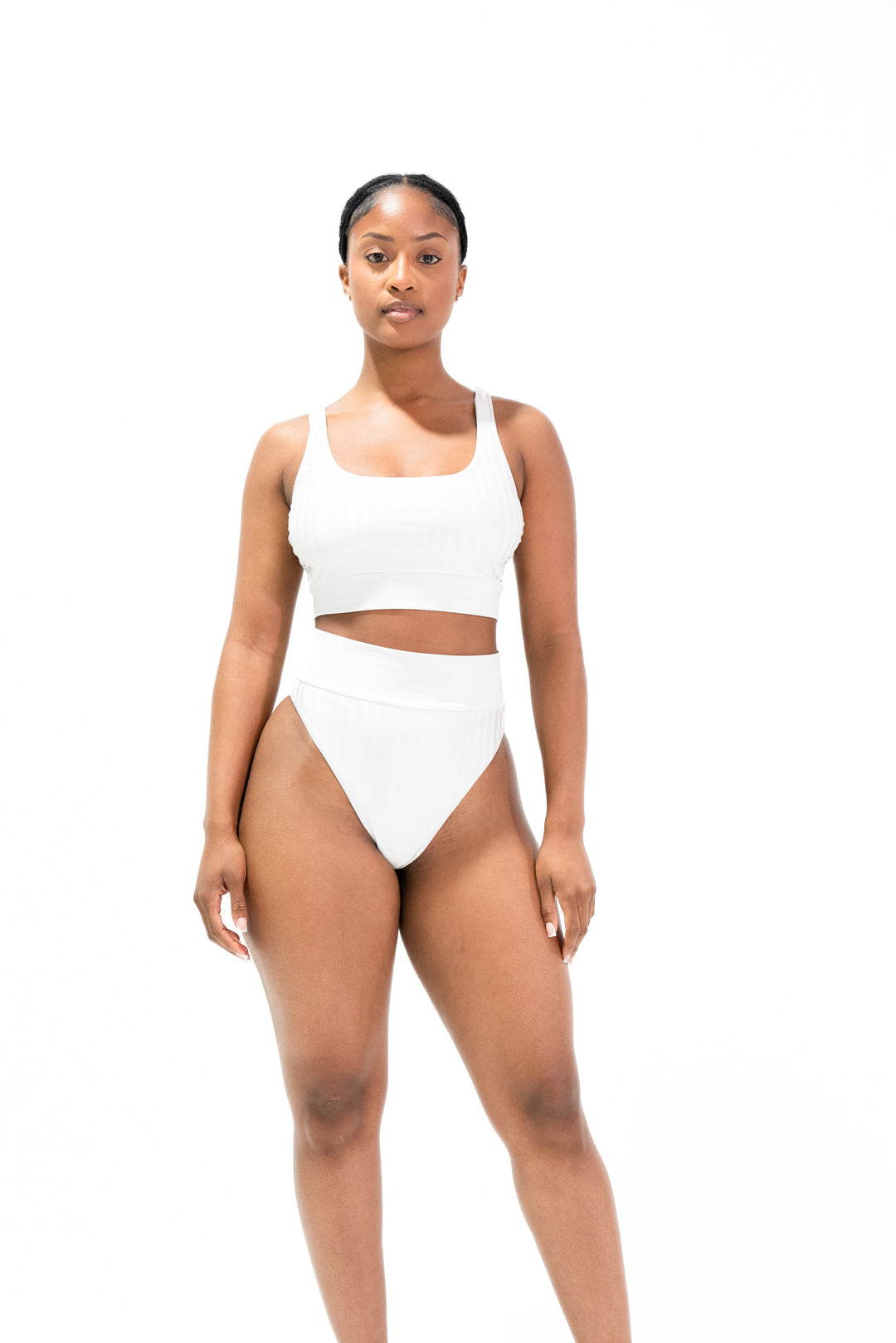 Fitness + Financial Gains™ SWIM: Cream High Waisted Two Piece