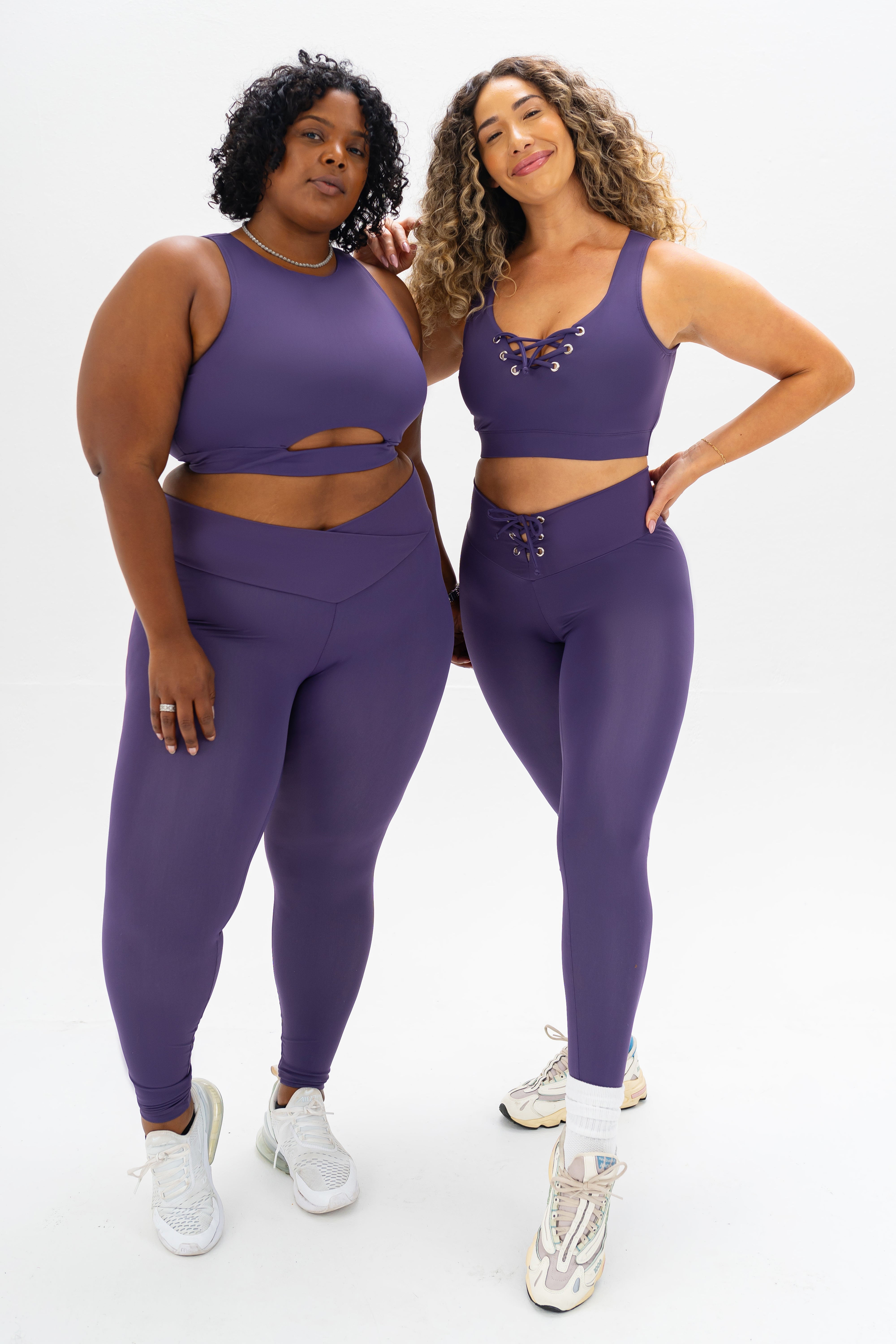 Fitness + Financial Gains™ Plum Grape Tie Up Legging Set – Fitness