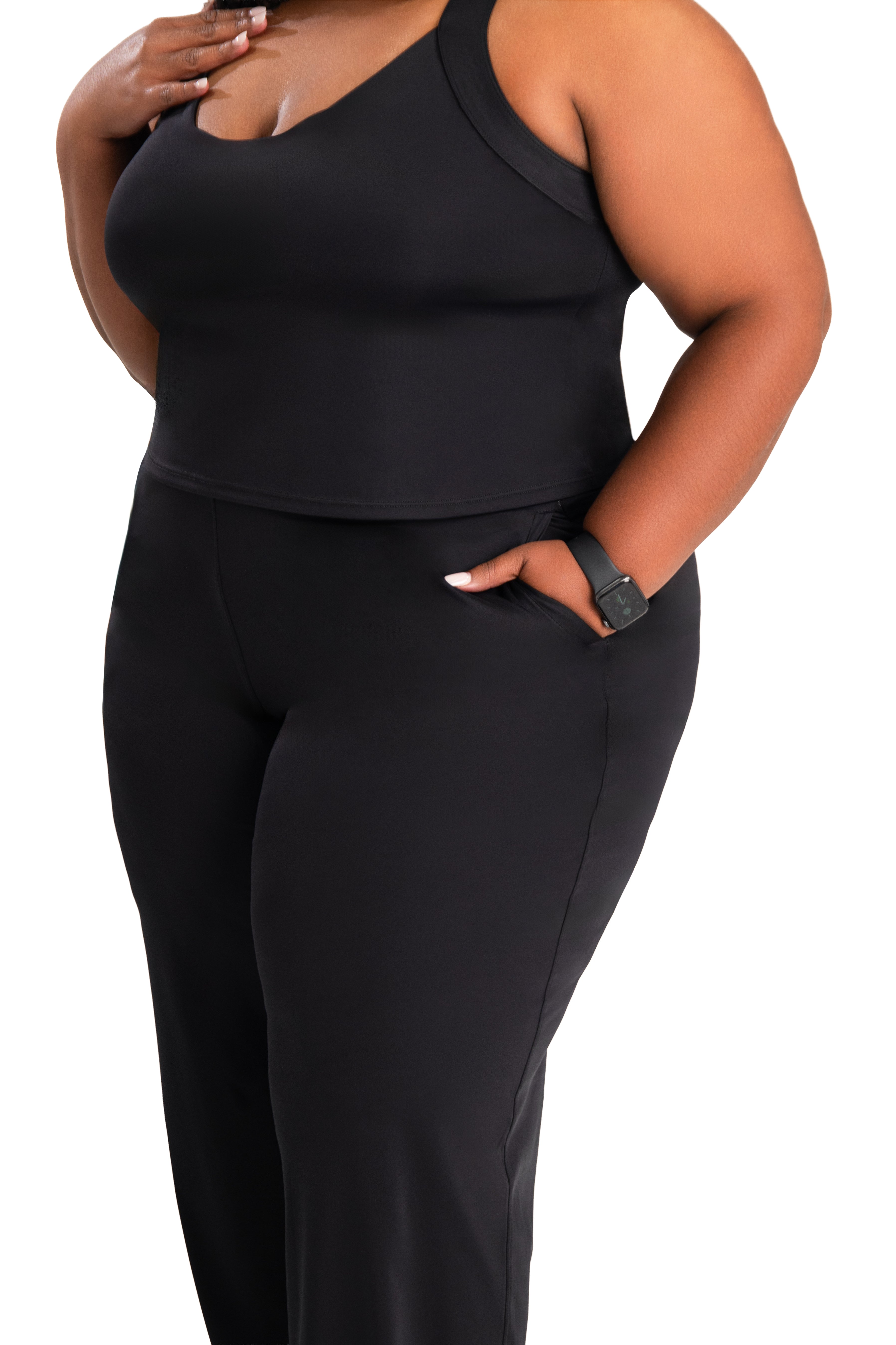 Fitness + Financial Gains™ CURVE: Black Pleated Front Wide Leg