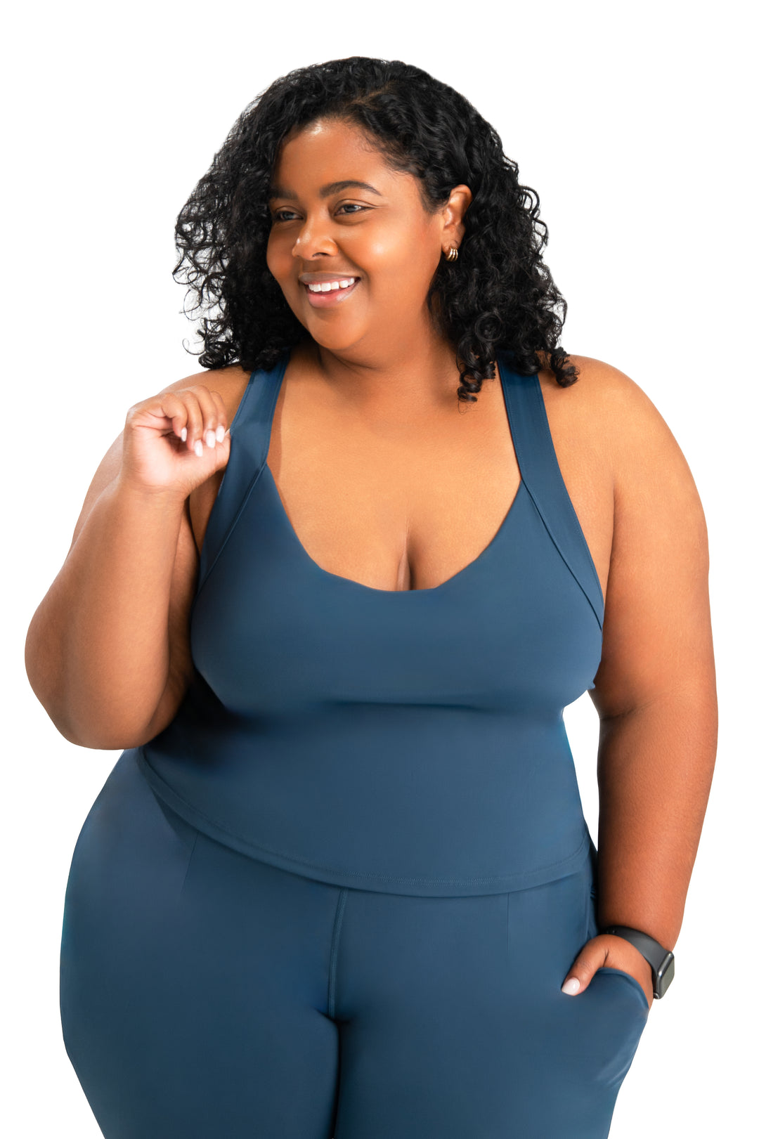 Fitness + Financial Gains™ CURVE: Black V-Neck Racerback Top