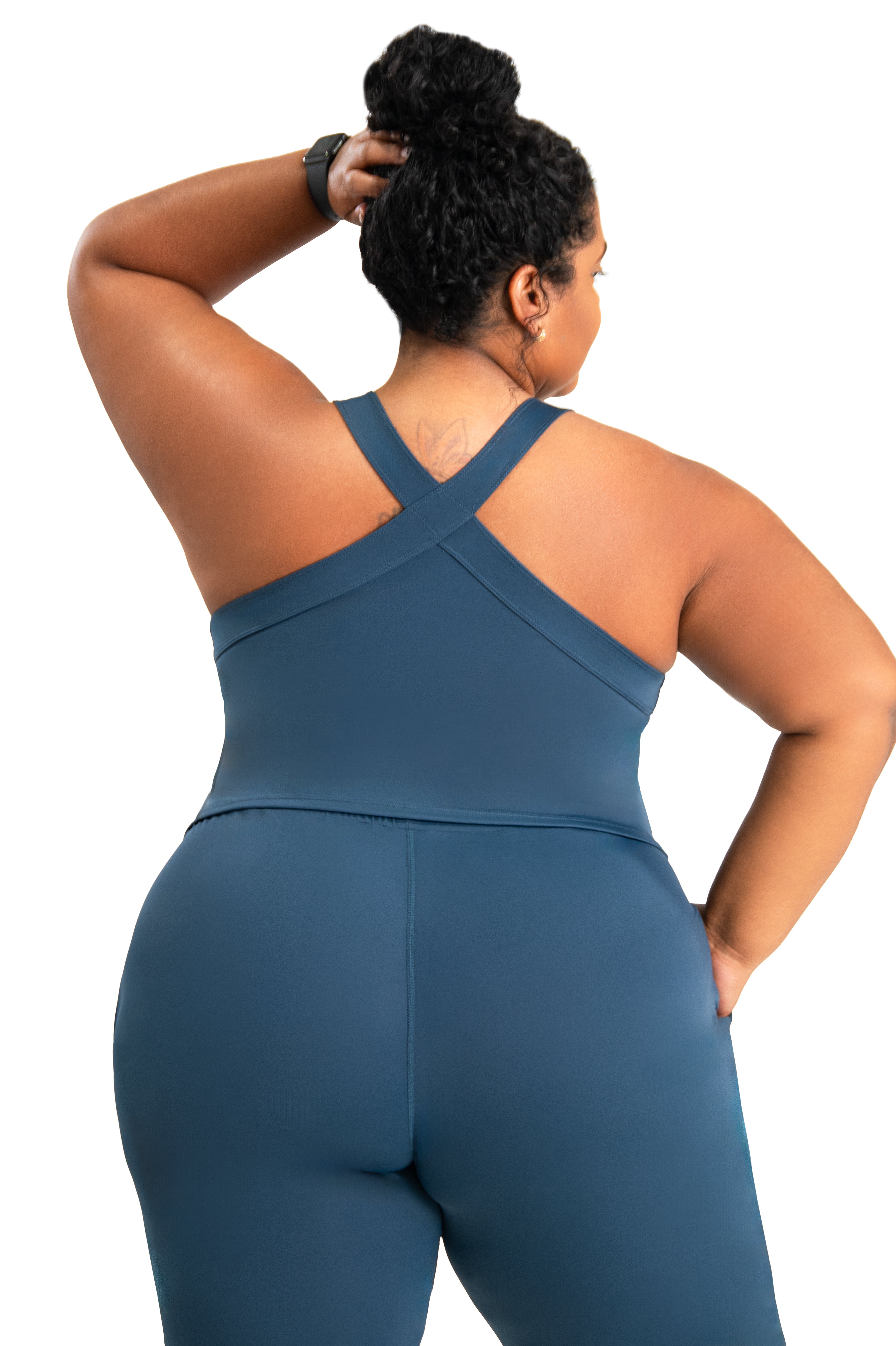 Fitness + Financial Gains™ CURVE: Navy Pleated Front Wide Leg