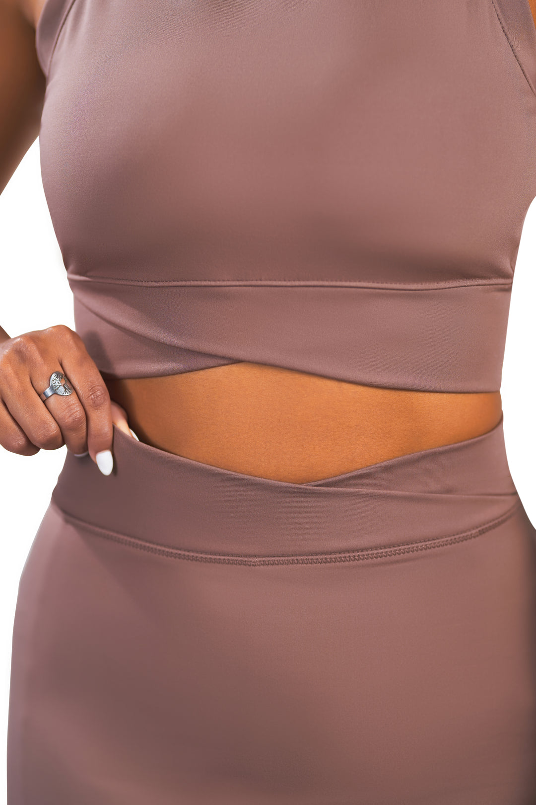 Fitness + Financial Gains™ Brown Crossover Waist Skirt